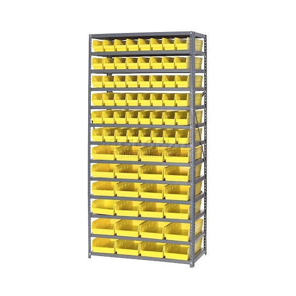 Global Industrial Steel Shelving, Total 72 4inH Plastic Shelf Bins Yellow, 36x18x72-13 Shelves 603446YL - main